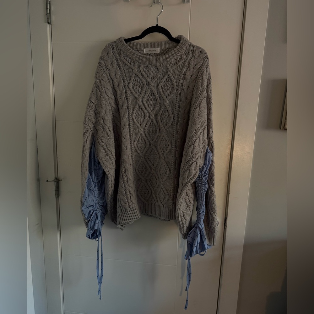 storets Gray and Blue Crewneck Sweater